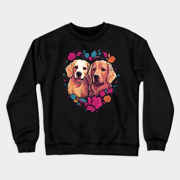 Golden Retriever Couple Valentine Crewneck Sweatshirt by JH Mart